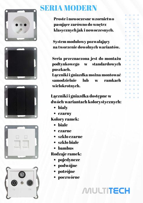 MODERN CZARNE Gniazdko Pojedyncze z Bolcem Modułowe