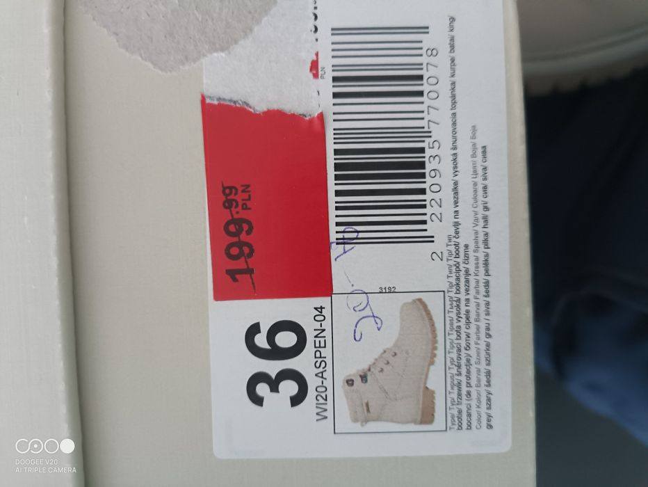 Buty zimowe 36 szare/beżowe