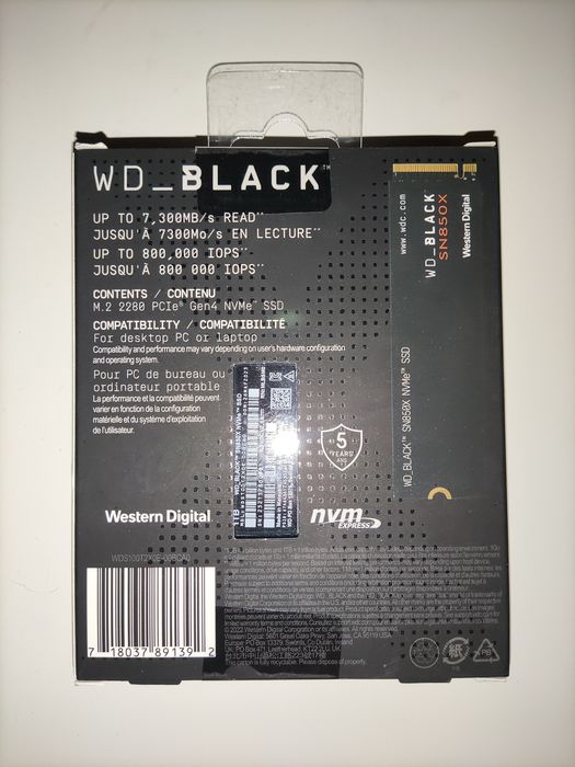 Dysk SSD WD Black SN850X 1TB M.2 NVME PCIe 4.0