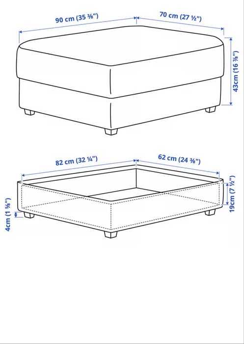 Pufa Podnóżek ze schowkiem Pufa jest bez obicia