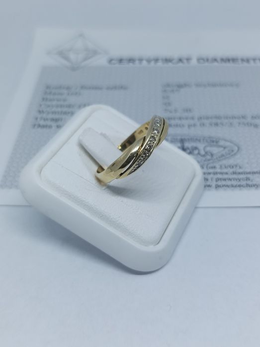 Złoty pierścionek z brylantami, złoto 585 Rozmiar  18