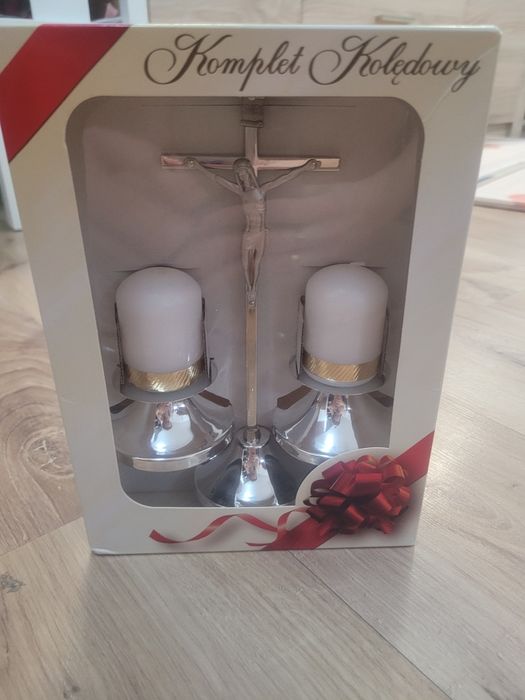 Zestaw kolędowy krzyż świece kropidło