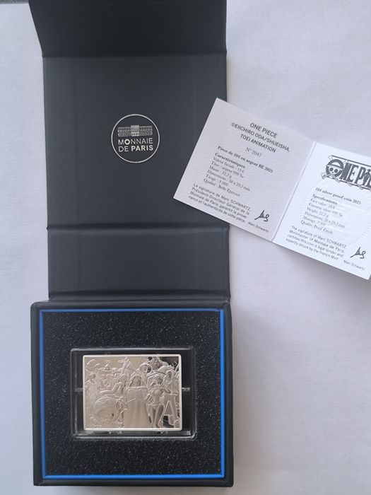 Moeda rectangular de 10€ em Prata One Piece Monnaie de Paris