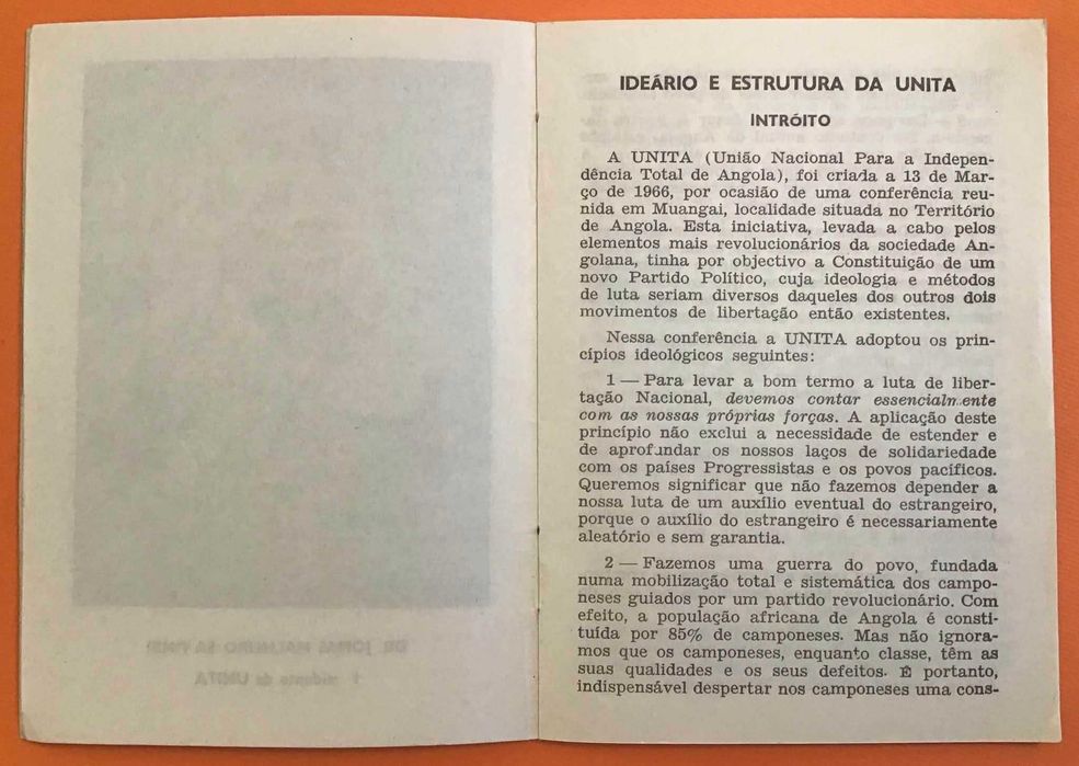 Angola - UNITA - IDEÁRIO e ESTRUTURA - Luanda 1974 - MUITO Raro