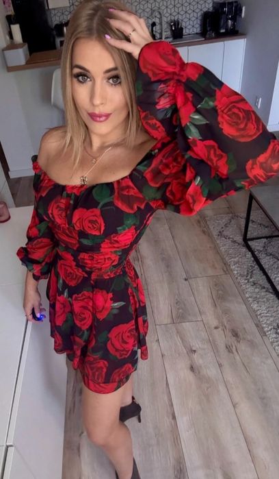 Sukienko kombinezon Hollywood dream butik one size kwiaty