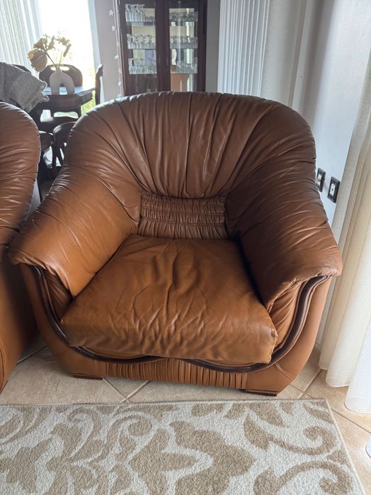 Conjunto de 3  sofas couro verdadeiro