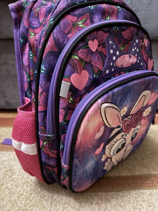 Рюкзак шкільний дівчачий. Рюкзак SkyName з 3D зайчиком для дівчинки