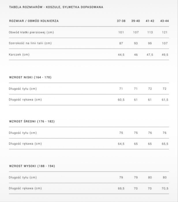 Zestaw 4 koszul BYTOM rozm. 39