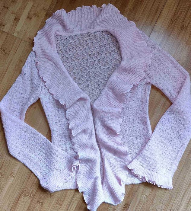 Кофта мохеровая с пухом, кардиган с воланами