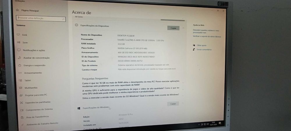 Computador Intel Core i5-4690 CPU 3.50Ghz, Ram:32 Gb, NVME 3.2 500Gb