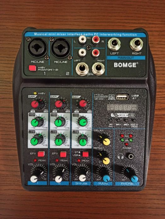 2-х канальний мікшерний пульт караоке usb аудіоінтерфейс звукова карта