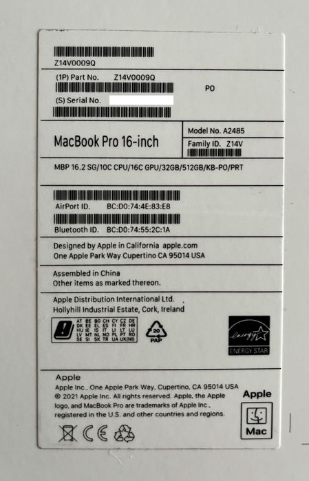 Apple MacBook Pro 16" | 2021 | M1 Pro 10-Cores | 32GB | 512GB | Cinza