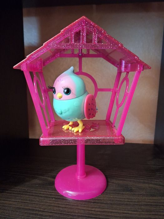 Пташка в клітці видає звуки пташки