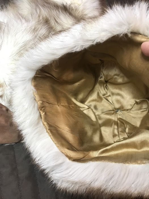 Шапка зимняя из натурального меха песца воротник новый