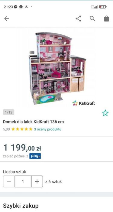Drewniany domek dla lalek barbie kidkraft