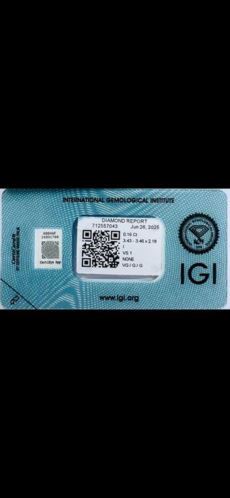 Diamante natural 0,16 ct VS1 certificado IGI – ideal noivado