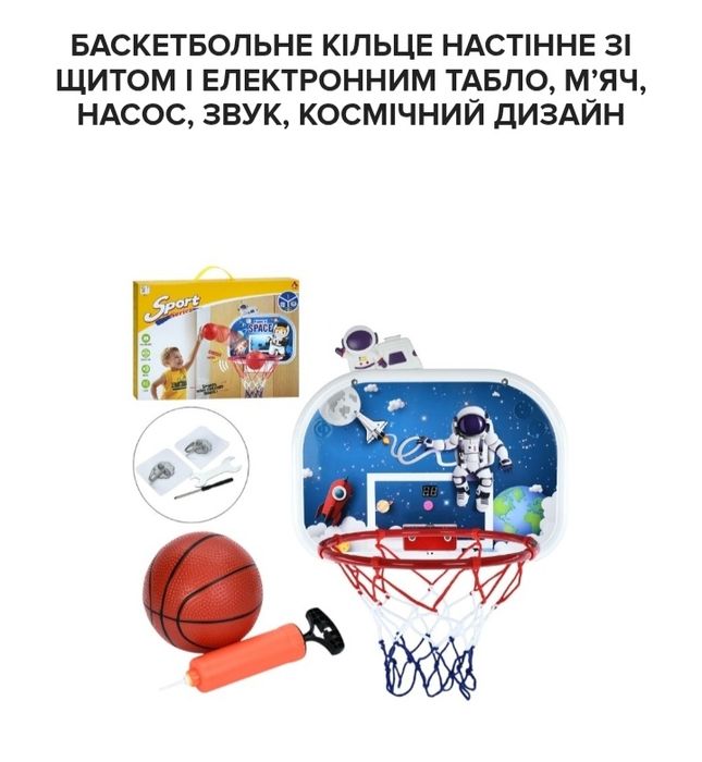 Баскетбольне кільце,табло, м'яч