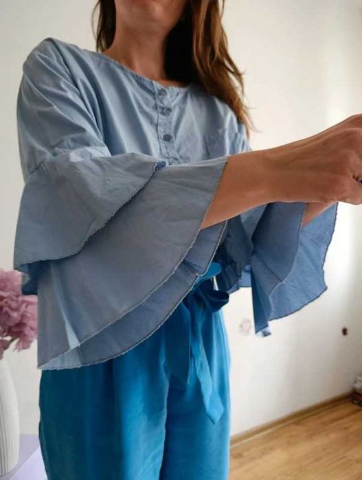Made in Italy bawełniana bluzka falbany romantic boho