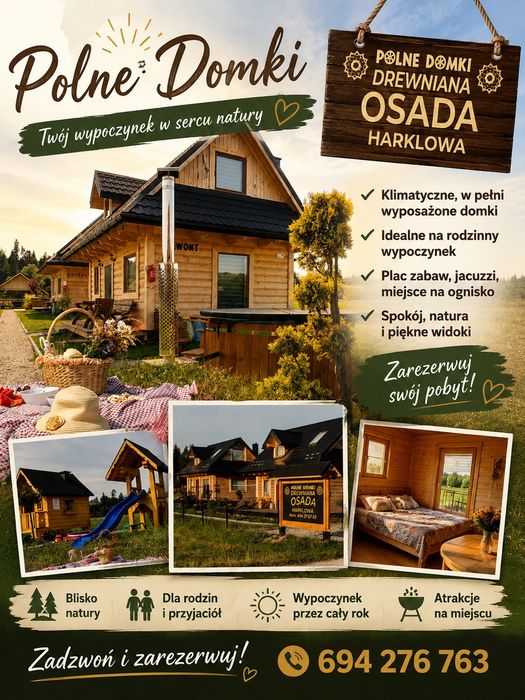 Wynajmę Domek Drewniany w Górach z Jacuzzi Sauna Rowery Las Jezioro