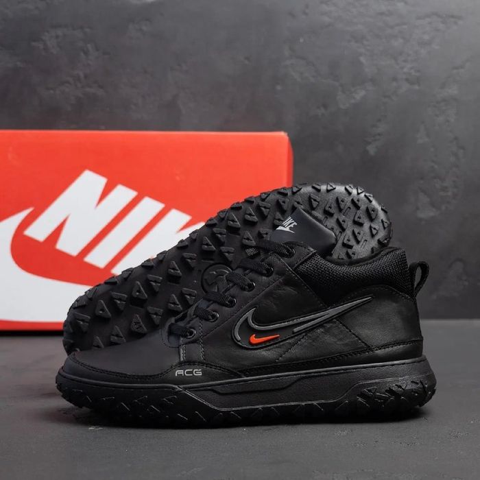 Зимові кросівки чоловічі шкіряні на хутрі Nike Acg Black 40-45р