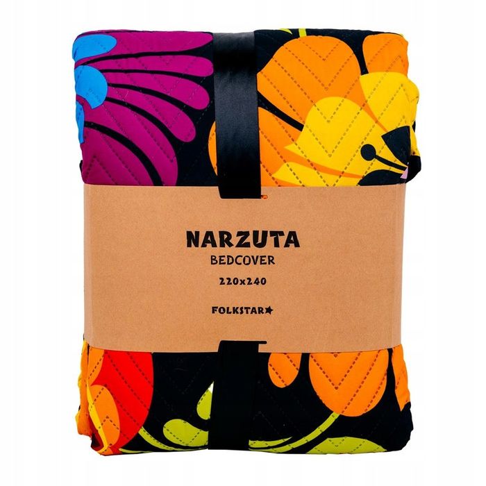 Narzuta Folk 240 cm x 220 cm Koc Kapa Na Łóżko Łowicz Łowicki