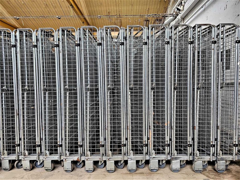 Wózek Magazynowy Transportowy Kosz Siatkowy Kurierski Gniazdowy