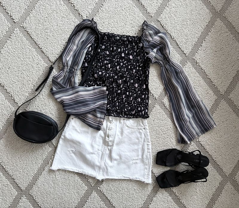 zwiewna bluzka boho w kwiaty M