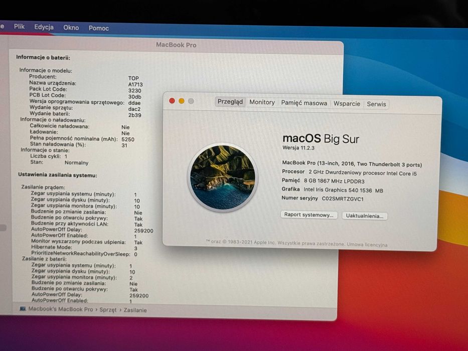 Apple MacBook Pro 13 2016 i5 8GB RAM 256GB SSD Nowa bateria