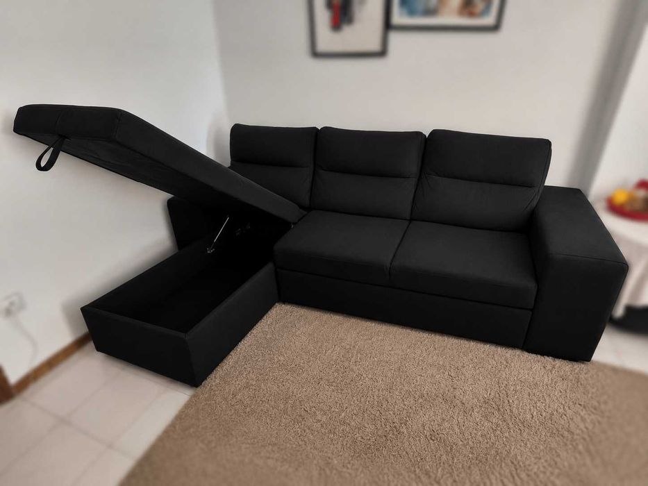 Sofá Cama Chaise Longue com Arrumação