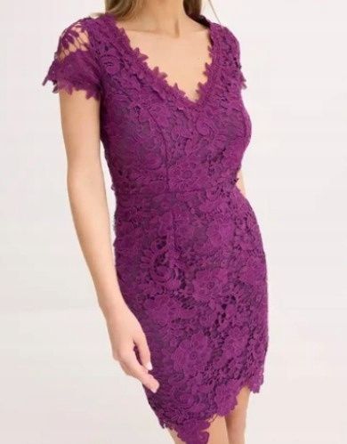 B.P.C. sukienka koronkowa ołówkowa fioletowa ^36