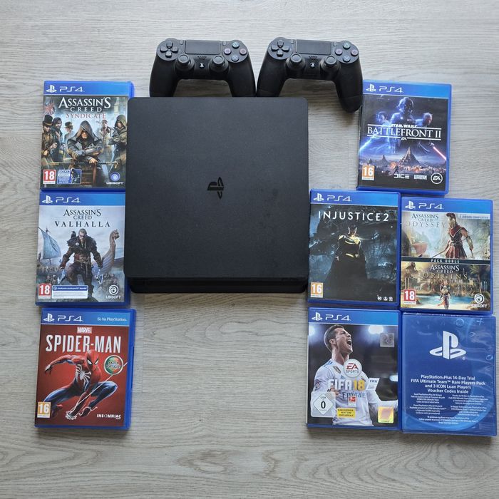 Sony PS4 Slim 500GB + 2 comandos + Jogos