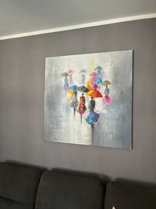 Duży ręcznie malowany obraz na płótnie 100 × 100 cm
