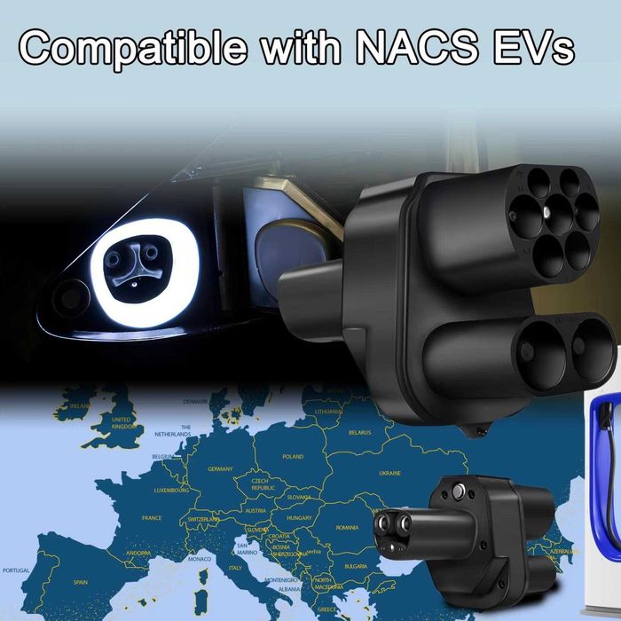 Адаптер быстрой зарядки GUWIEYG CCS2 to Tesla (NACS) 500A  - ТОП качество