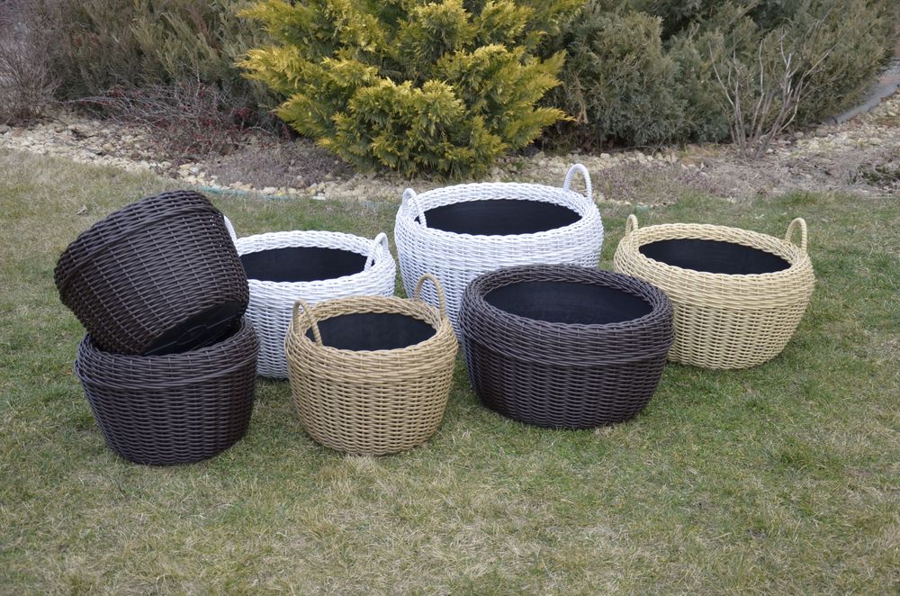 Дровниця (дрівниця) кошик, корзина для дров зі штучного ротангу, Кашпо