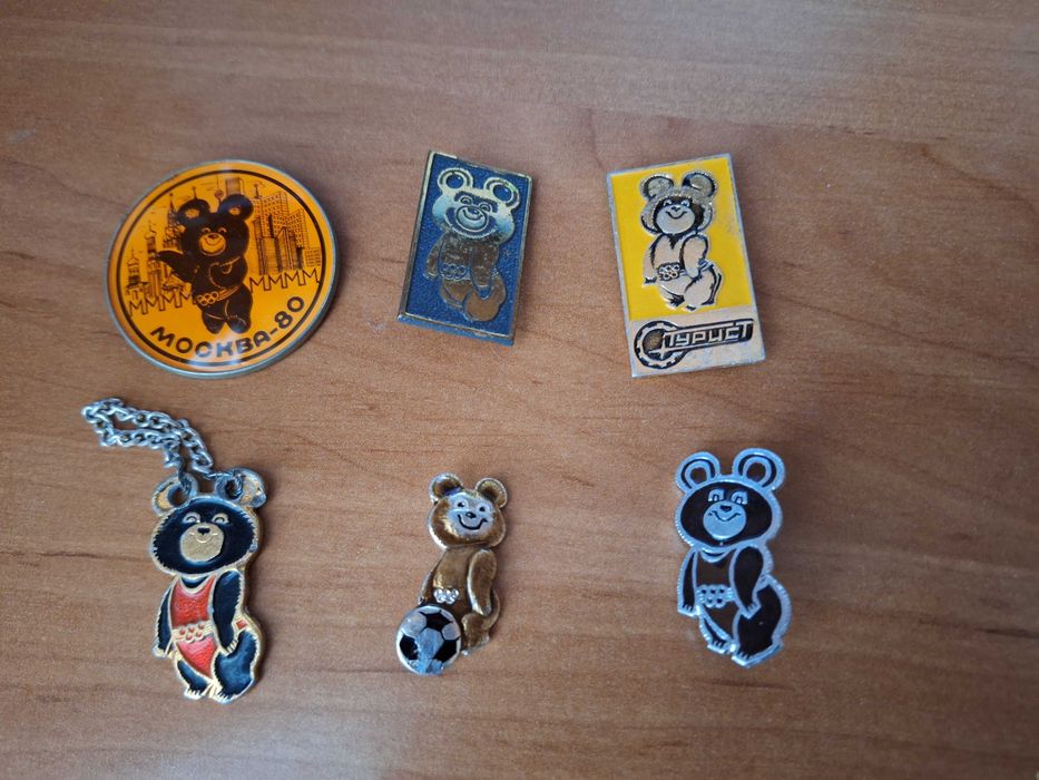 Значки СССР Олимпиада 80 (Мишка и др.), серии разные, фалеристика