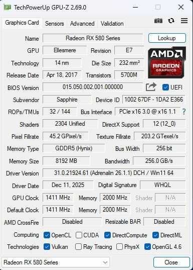 Відеокарта Sapphire Nitro+ Rx 580 8gb gddr5