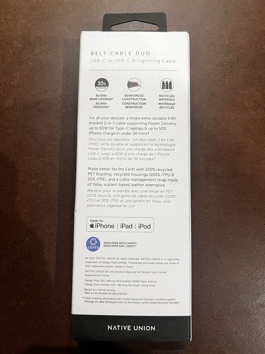 Native union usb C to usb c / lighting
