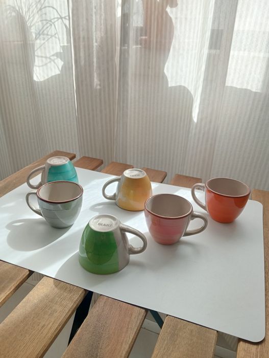 Conjunto 6 chavenas de porcelana coloridas | NOVAS