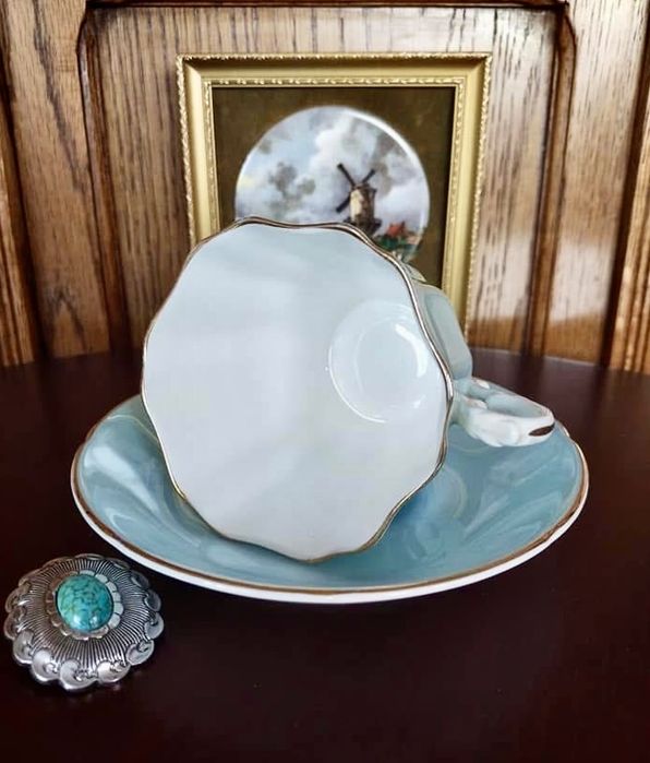 *Stara Błękitna ROYAL GRAFTON Kobalt Róże Filiżanka Porcelana Vintage