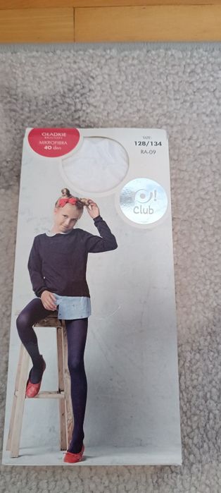 Rajstopy nowe, białe, r. 128/134, Yoclub, 40 DEN