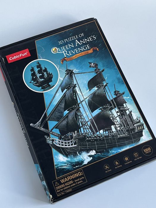 ВЕЛИКИЙ 3D-пазл Корабель "Помста Королеви Анни". 46 см! Без клею