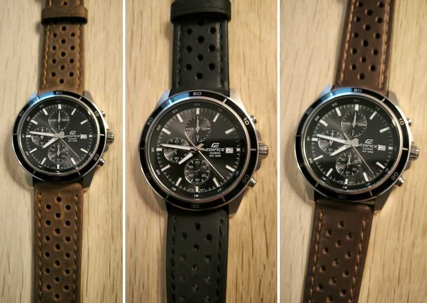 Relógio Casio Edifice EFR-526D-1AVUEF, braceletes em pele extra, Novo