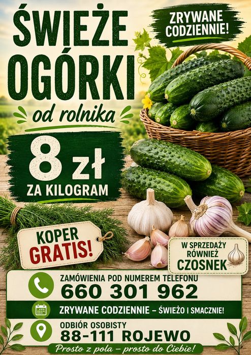 Ogórek gruntowy zrywany codziennie