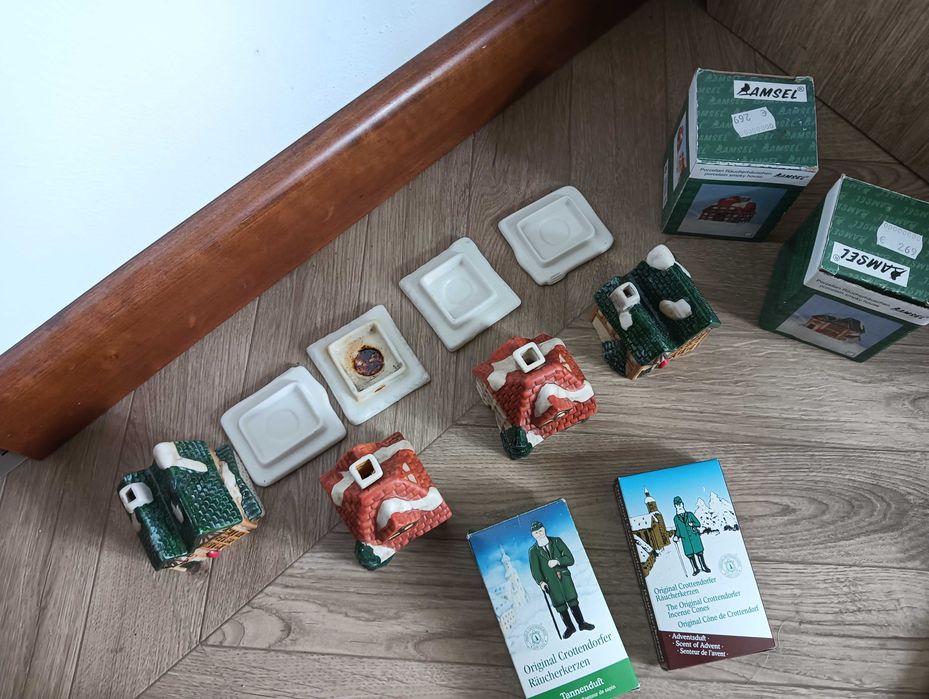 Domki ceramiczne zestaw 4szt na kadzidełko dymiarze wioska