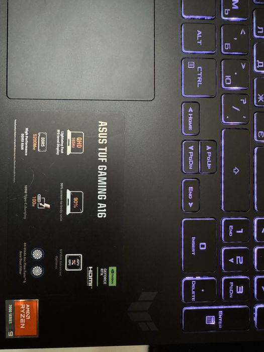 ASUS TUF GAMING A16 4070-2K/32-5200мгц/1Tb ssd/