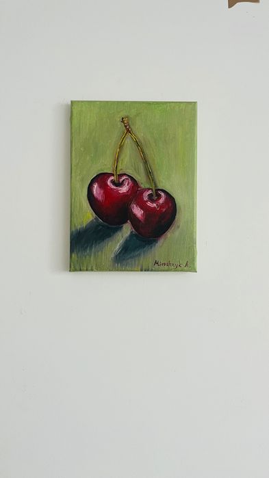 Oryginalny obraz olejny „Wiśnie” – 18×24 cm