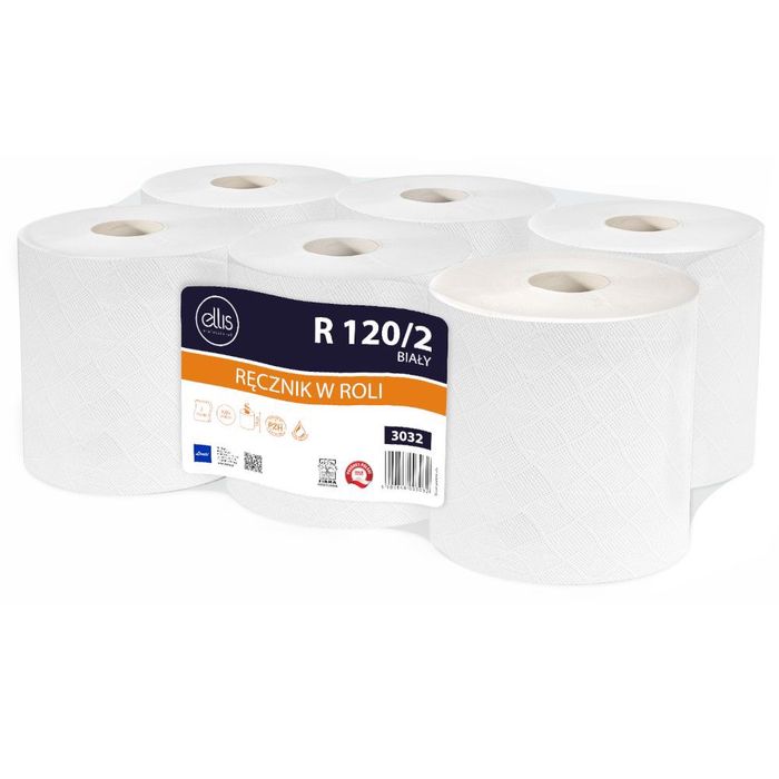 Ręcznik ellis professional r120/2 biały 6 rolek