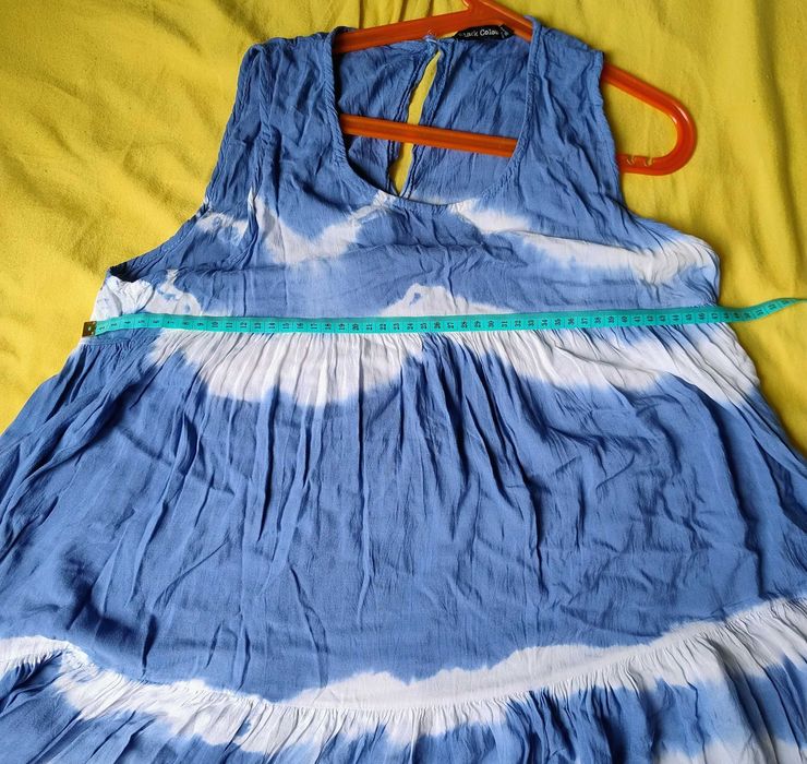 Sukienka letnia Black Colour S/M 100% wiskoza | Boho asymetryczna Tie-Dye błękitna