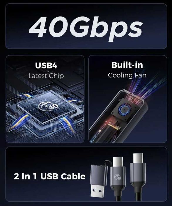 Зовнішня кишеня ORICO CNM2-U4 - 40Gbps USB4 для M.2 NVMe SSD (119401)