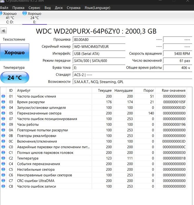 Жорский диск внутрішній 3,5 Western Digital Pure  WD82PURZ 8Tb 2+1=3